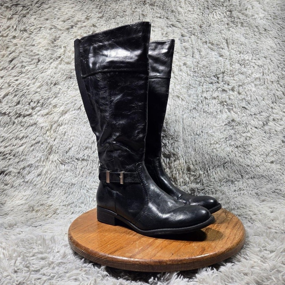 Black Leather Knee-High Boots